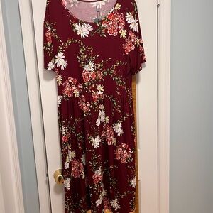 Floral Burgundy Dress